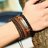 4pcs Leisure Braided Adjustable Leather Bracelet-Brown