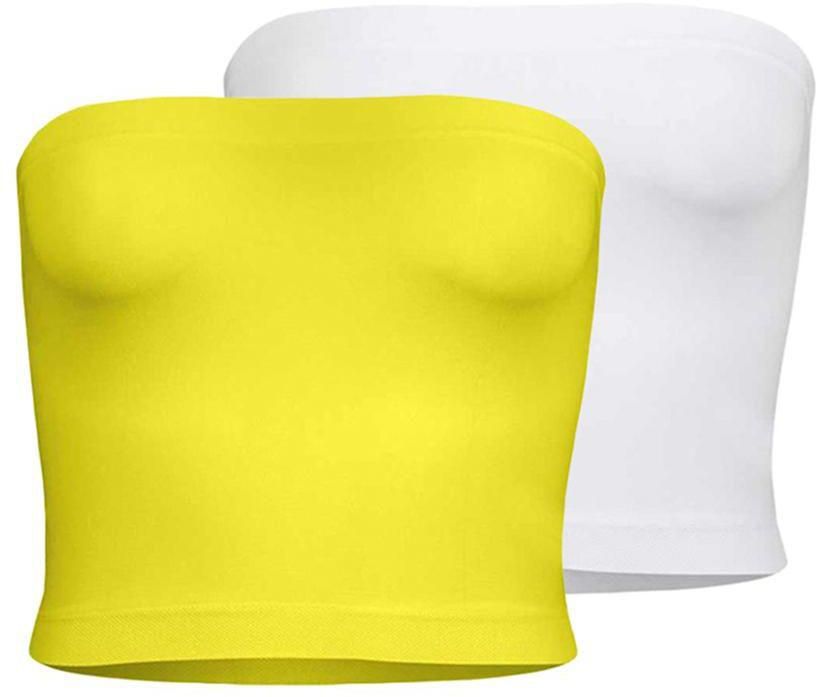 Silvy Set Of 2 Tube Tops For Women - Yellow / White, X-Large