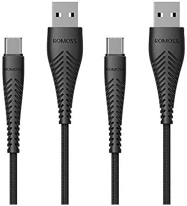 ROMOSS [ 2pcs/1m ] USB Type C Cable, USB to USB C Cable Fast Charger Cord for Samsung Galaxy S9 Note 9 8 S8 Plus,Google Pixel XL 2,LG G5 G6 G7 V20 V30