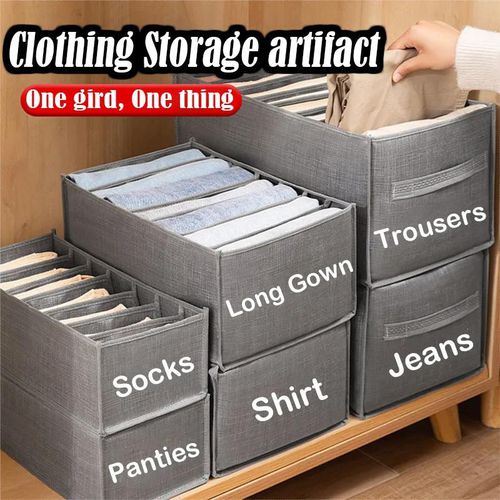 2022 the Latest 6/7/9 Grid Foldable Clothes Closet Organizer with Handle Three-dimensional Durable and Not Deformed Drawer Divider Organizer for Underwear Socks T-shirt Pants Stora