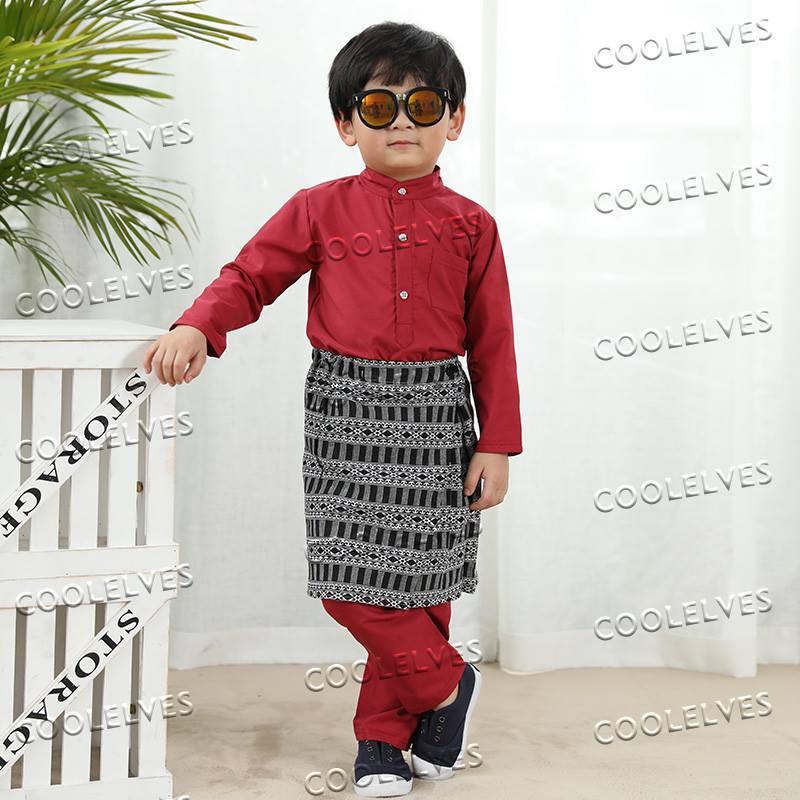 Vacc Cool Elves Boy Set 3 Pcs Set - Baju Melayu - 12 Sizes (Maroon)