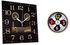 Bundle of Solo Clock black and gold 30 cm + QUARTZ Round Wall Clock Bird Decorative For Living room, Kitchen, Bedroom, Office room - Multi color - 30 Cm