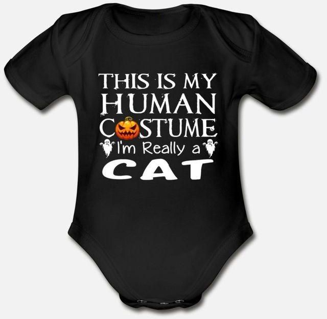 My Human Costume Cat Gift Funny Halloween Shirt Organic Short Sleeve Baby Bodysuit