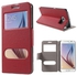 Litchi Textured Leather Case with Dual Hollowed View Windows for Samsung Galaxy S6 G920 – Red
