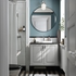 TÄNNFORSEN / RUTSJÖN Wash-stnd w doors/wash-basin/tap - light grey/black marble effect 82x49x76 cm