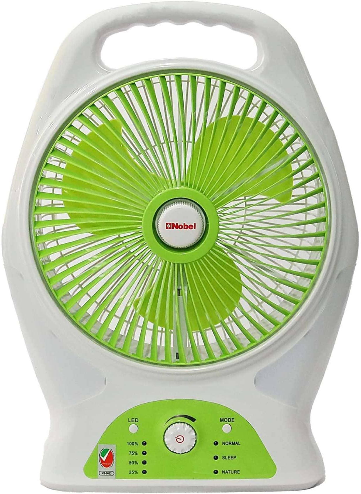 Nobel 8&quot; Blade Rechargeable Portable Fan, 9 Speed Box Function LED Lights NBF87R