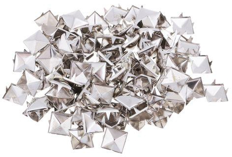 Generic 100pcs Square Pyramid Spike Rivet Studs Spots Leather Craft 8mm Silver