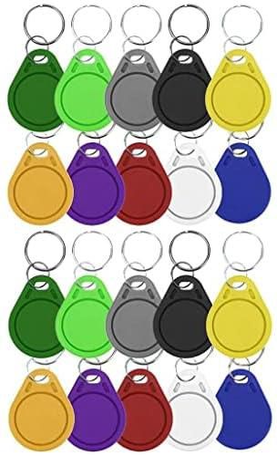 Rubik RFID Tags 13.56 MHz M1 0-Sector Writable Key Chain UID IC Keyfobs Access Control Key Rings Compatible with Type A and Mifare Key Card Token (20 Pieces)