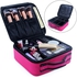 Relavel Travel Makeup Bag Train Cosmetic Case Organizer For Cosmetics, Brushes, Toiletries, Travel Accessories, Jewelry And Digital Accessories 10.3&quot; Hot Pink