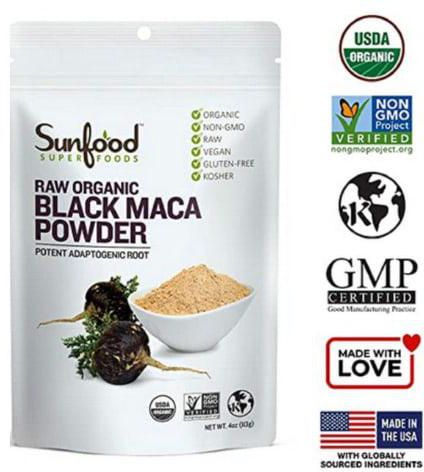 Black Maca Powder Raw, Organic. 4 Oz/113g