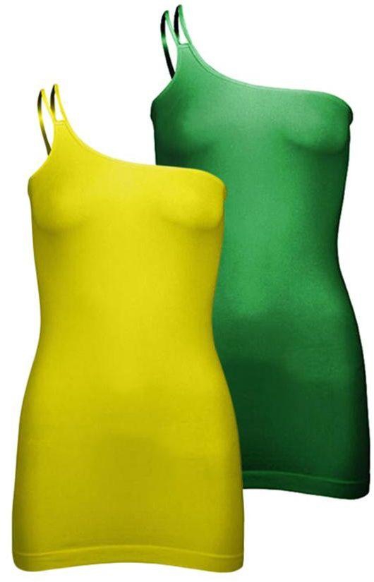 طقم فستان كاجوال عدد 2 للنساء من سيلفي - اصفر / اخضر، قياس 2 Xl
