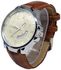 YZBuyer Brown Dial Leather Strap Classic Men Watch