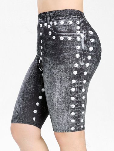 Plus Size 3D Printed Pull On Bike Shorts - M | Us 10