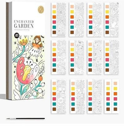 Pocket Watercolor Painting Book, Magic Water Coloring Books with Paints and Brush, Pocket Watercolor Book, Travel Pocket Watercolor Kit, Watercolor Painting Book for Kids(Dream Garden)