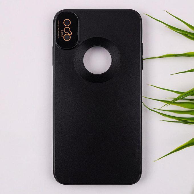 Iphone XS Max - Metallic Color Silicone Cover With Camera Lens Protector - Black