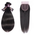 100% Human Hair Straight Weave Bundles Brazilian Virgin Human Hair 3 Bundles with 4*4 Lace Closure