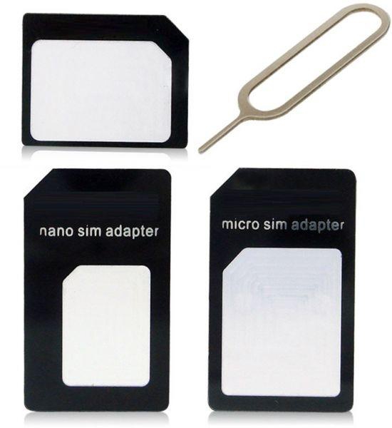 Sim Nano Micro Standard SIM Card Adapter for Samsung S5, S6, Note 4, iPhone 6, 6 Plus, HTC One M9