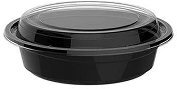 100-Piece Round Disposable Food Container With Lid Black 13x18x7cm