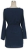 Elegant Solid Color Long Sleeve Waist Lace-Up Loose Dress For Women - Purplish Blue - Xl
