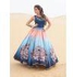 Designer Indian Blue Pure Bhagalpuri Digital Print Free Size Unstitched Gown Vk30 By Panchwati Enterprise