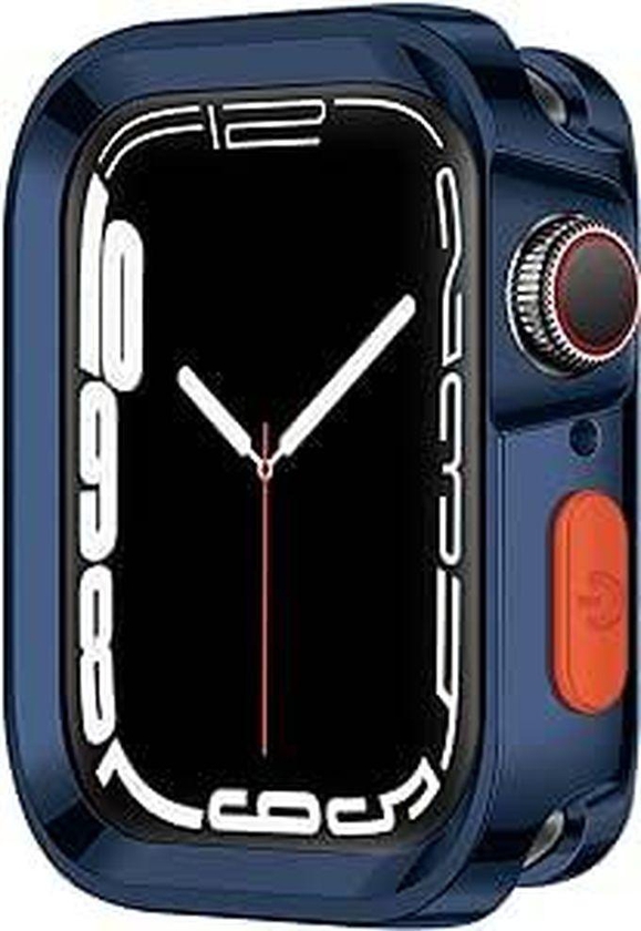 Rugged Case Compatible with iWatch Series 9/8/7 41mm Series 6/SE/5/4 40mm, Soft TPU Shockproof Anti-Drop Protective Cover for iWatch (Blue)