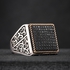 Turkish Men's Ring - Orienta Design - Black Zircon Settings - 925 Sterling Silver