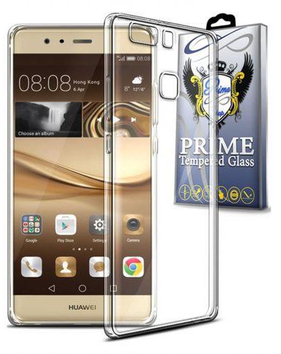 Prime Silicone Cover for Huawei P9 Plus - Clear + Prime Glass Screen Protector