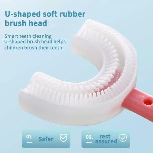U-shaped Manual Training Toothbrush For Kids - Pink