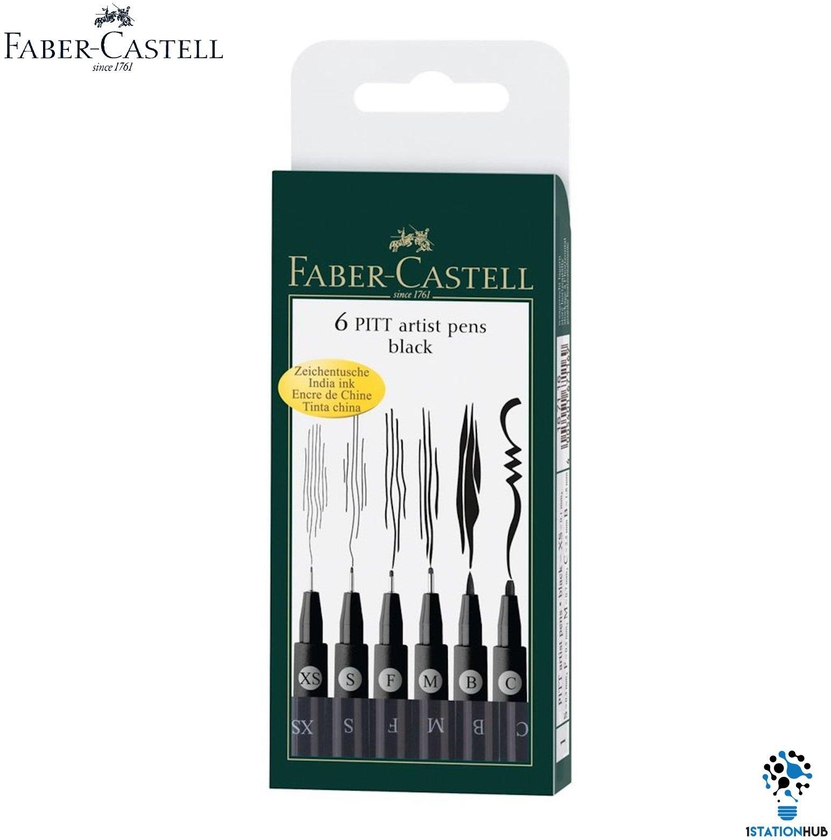 Faber Castell 6 Pitt Artist Pens Set (Black Ink)