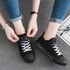 Fashion Women's Lace Up Casual Flat Shoes Low Top Sneakers Canvas Shoes Black