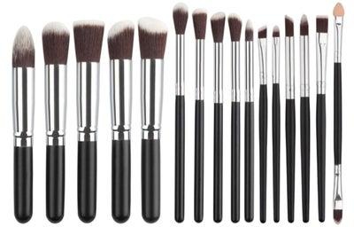 16-Piece Professional Makeup Brush Set With Puff Multicolour