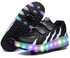 حذاء رياضي برقبة منخفضة مزود بأضواء LED وامضة وعجلات أسود