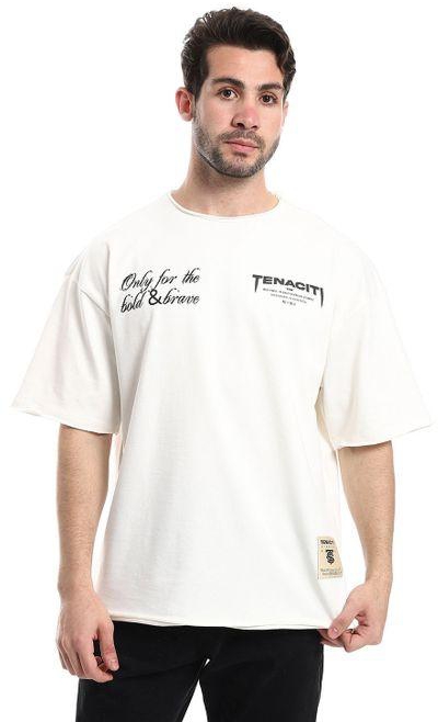 Tenaciti Unfinished Short Sleeves Printed T-Shirt - White & Black