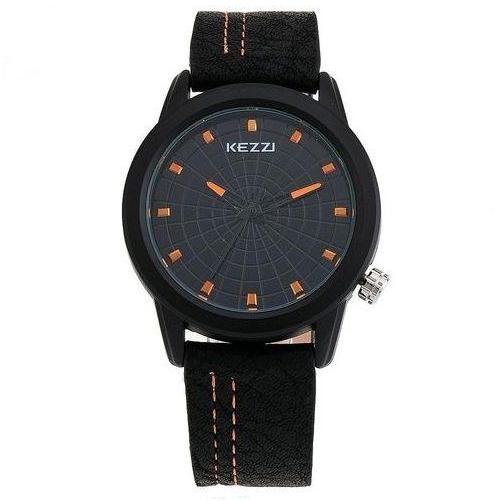 Louis Will KEZZI KW-1135 Top Luxury Mens Sports Watch Leather Strap Quartz Watch Casual Military Wristwatch Relogio Masculino KZ54 (Orange)