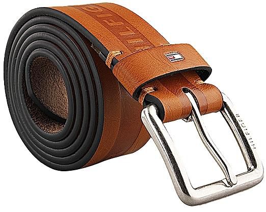 Tommy Hilfiger Men's Logo Leather Belt - Brown
