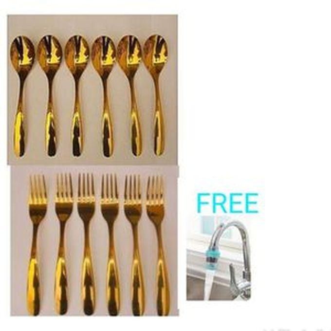 Gold Dinning Cutlery Set 12Pcs And Water Purifier