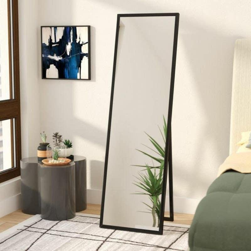 Get Glass / Wood Full-Length Mirror,60x170x5 cm - Black with best offers | Raneen.com