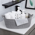 ABenkle Rope Storage Basket, 13.5''x 10''x 5'' Cotton Woven Dog Cat Toy Bins, Cube Soft Baskets with Handles, Decorative Shelves Closet Organizing for Nursery Laundry Bedroom Bathroom - Grey