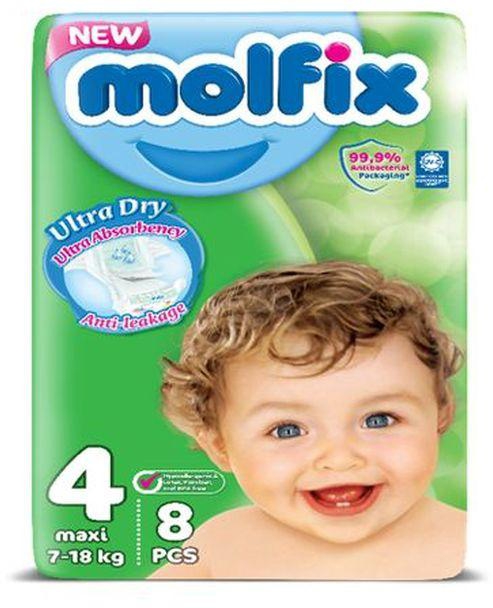 Molfix حفاضات للاطفال بتقنية فريدة ثلاثية الابعاد، ماكسي، حجم العبوة 4-8 قطع