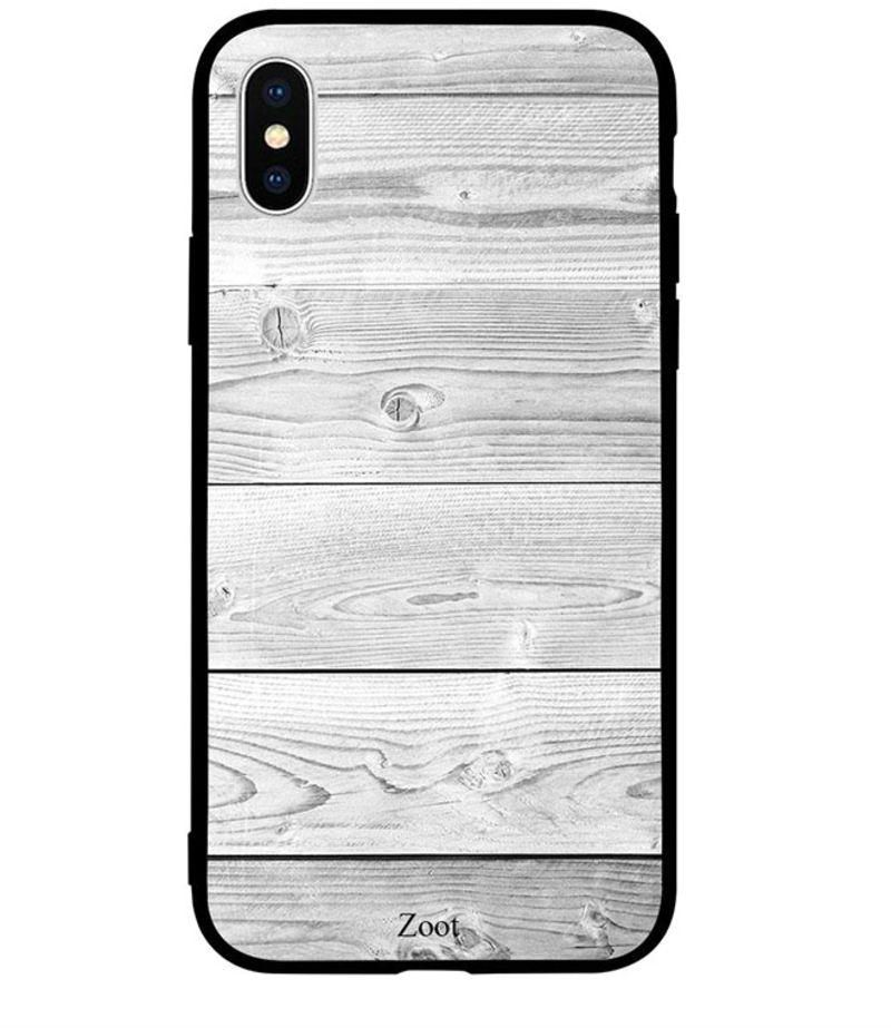 Protective Case Cover For Apple iPhone X Grey Wood Pattern