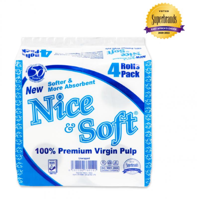 NICE AND SOFT TOILET PAPER WHITE 4 PACK
