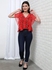 Floral V-Neck Blouse Top Red/Green/White