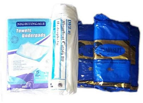 Universal Essential Combo Of Cotton Wool Ladysept Pad And Towel Underpad