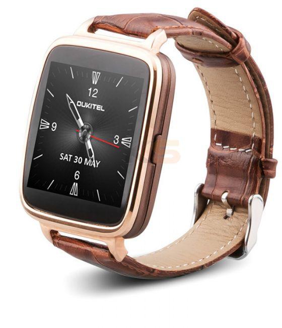 OUKITEL A28 MT2502A 1.54 Inch IPS Bluetooth4.0 Smart Watch Heart Rate Monitor Genuine Leather Strap for iOS Android-Silver