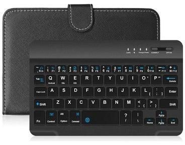 Portable PU Leather Bluetooth Wireless Keyboard Black