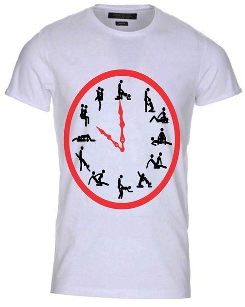 Jones Wears Kamasutra Clock Print T-Shirt - White.