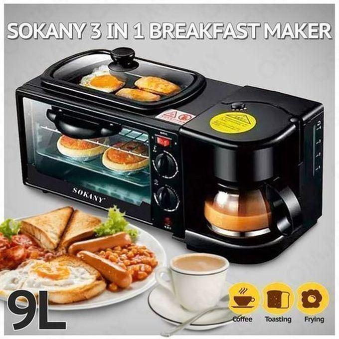 Sokany 3 IN 1 BREAKFAST MAKER: TOASTER,OVEN, COFFEE MAKER
