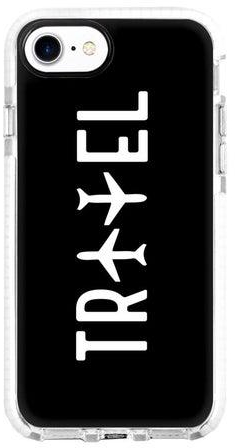 غطاء حماية من سلسلة إمباكت بطبعة كلمة "Travel" لهاتف أبل آيفون 8 أسود/ أبيض