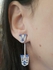 Blue Baguette Dropped Silver Ear Cuff - One Sided Earring
