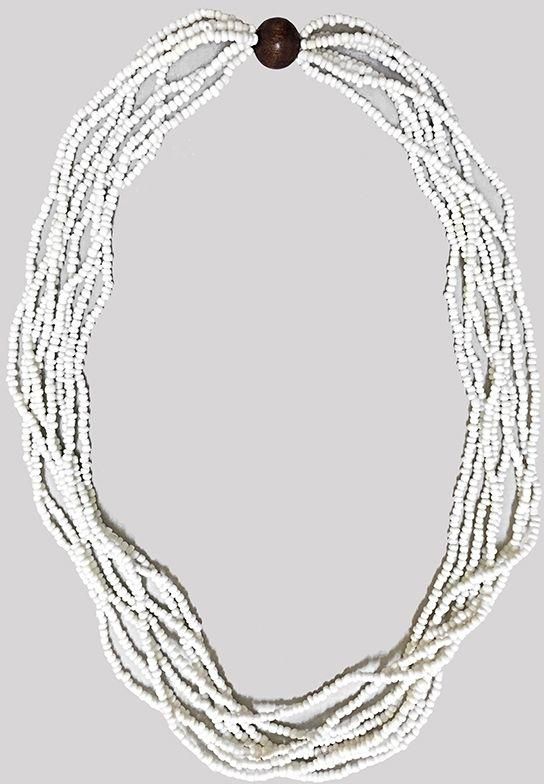 ZISKA Glass Beaded Necklace - White